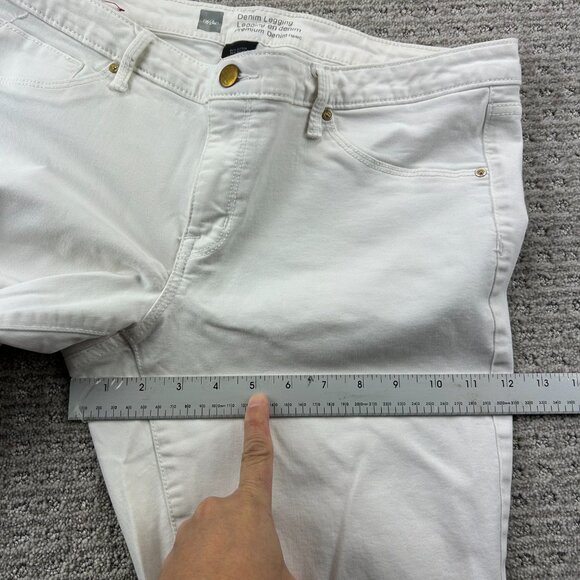 MOSSIMO Denim Legging Pants Women Size 14 White Jeans Zip Bottoms Stretchy - Picture 10 of 12